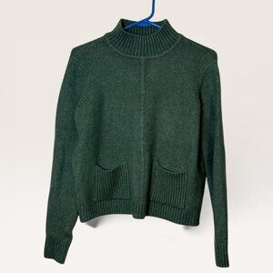 Marled Reunited Clothing Knitwear Forest Green Mock Neck Sweater Size M Pockets
